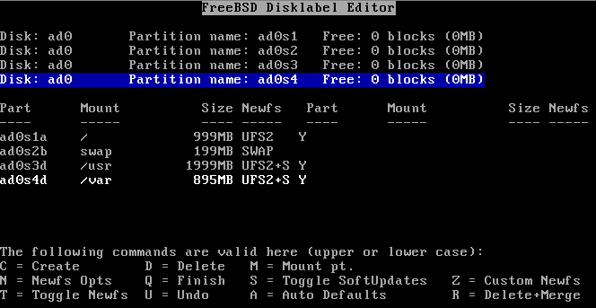 FreeBSD Disklabel Editor FreeBSD Disklabel Editor